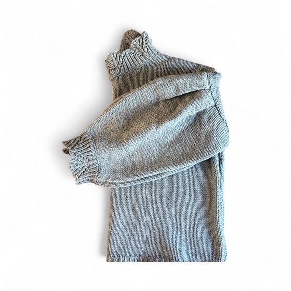 Gray Mustard Seed Oversized Sweater with Ruffle Sleeves - Picture 4 of 10